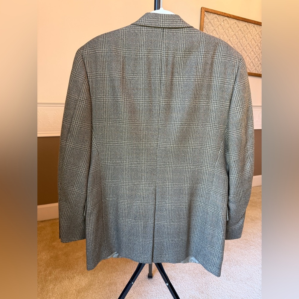 Hart Schaffner Marx Size 38R Gray & Green Pure Virgin Wool Front 2 Button Blazer - Picture 5 of 10